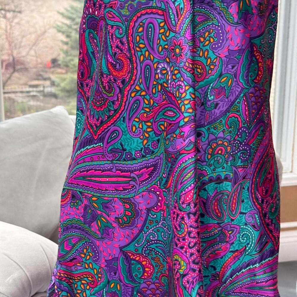 California Mis Vintage Paisley Lace Slip Dress - Picture 2 of 8